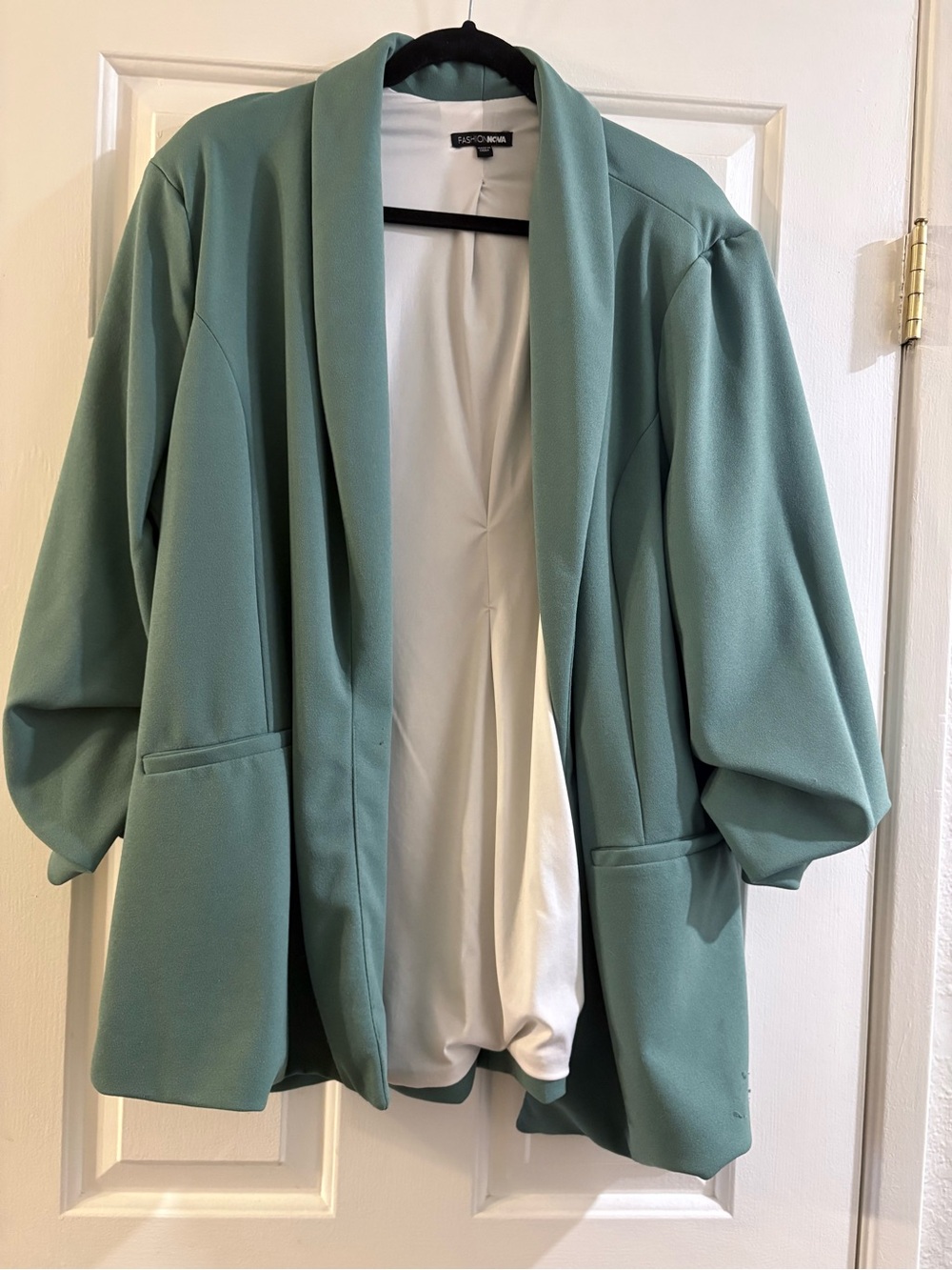 Fashion Nova Mint Green Open-Front Blazer